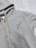 Louis Vuitton Couple Fashion Embroidered Logo Zipper Hoodie