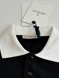 Moncler Classic Versatile Embroidered Black White Contrast Collar Short Sleeve Polo Shirt