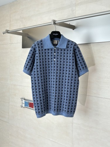 Dior 26SS Fashion Vine Pattern Jacquard Knitted Polo Short Sleeve