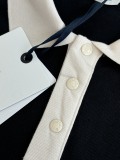 Moncler Classic Versatile Embroidered Black White Contrast Collar Short Sleeve Polo Shirt