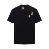 Louis Vuitton Fashion Embroidered Round Neck T-shirt Unisex Loose Casual Short Sleeve