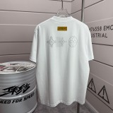 Louis Vuitton 26SS Fashion 3D Hot Bead Diamond Logo Short Sleeve Couple Casual Washed T-shirt