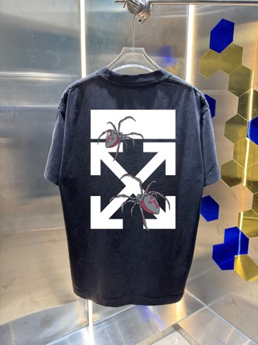 Off White 26SS Classic Arrow Spider Printed Short Sleeve Couple Casual Washed T-shirt