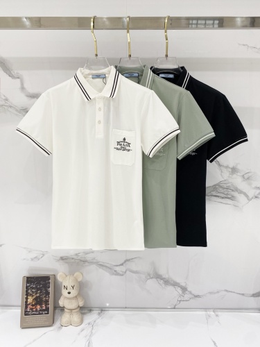 Prada Classic Embroidered Crown Logo Casual Polo Shirt