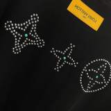 Louis Vuitton 26SS Fashion 3D Hot Bead Diamond Logo Short Sleeve Couple Casual Washed T-shirt