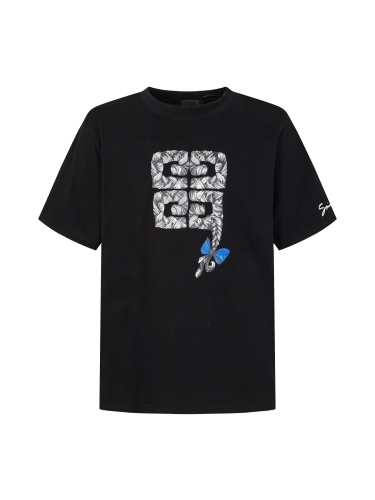 Givenchy Fashion Braid Printed T-shirt Unisex Loose Casual Short Sleeve