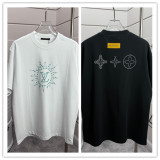 Louis Vuitton 26SS Fashion 3D Hot Bead Diamond Logo Short Sleeve Couple Casual Washed T-shirt