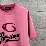 Balenciaga 26SS Classic Logo Printed Washed T-shirt Unisex Loose Casual Short Sleeve
