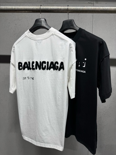 Balenciaga 26SS Classic Towel Embroidered Logo T-shirt Unisex Loose Casual Short Sleeve