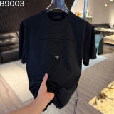 Prada Classic Embroidery LogoT girl Unisex Loose Casual Short Sleeve