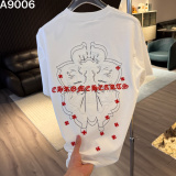 Chrome Hearts Fashion Heavy Industry Embroidery LogoT girl Unisex Loose Casual Short Sleeve