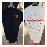 Chrome Hearts Fashion Heavy Industry Embroidery LogoT girl Unisex Loose Casual Short Sleeve