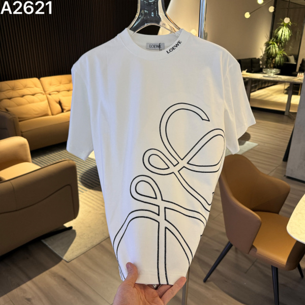 Loewe 26SS Classic Embroidered Logo T-shirt Unisex Loose Casual Short Sleeve