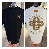 Louis Vuitton 26SS Fashion Embroidery LogoT girl Unisex Loose Casual Short Sleeve