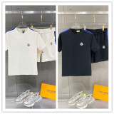 Moncler 26SS Classic Embroidered Logo Casual Versatile Round Neck Short Sleeve Set