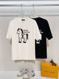 Louis Vuitton Fashion Horse Logo Printed T-shirt Couple Casual Versatile Short Sleeve
