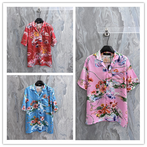 Gucci Fashion Versatile Full Floral Printed Casual Loose Short Sleeve Shirt