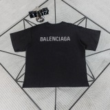 Balenciaga 26SS Classic Hot Diamond Logo Round Neck T-shirt Unisex Casual Loose Short Sleeve