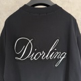 Dior Fashion Embroidered Logo Short Sleeve Unisex Casual Loose T-shirt