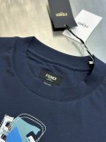 Fendi Fashion Embroidery Goldfish Logo Short Sleeve Unisex Casual Loose T-shirt