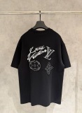 Louis Vuitton Fashion Embroidered Logo Short Sleeve Unisex Casual Loose T-shirt