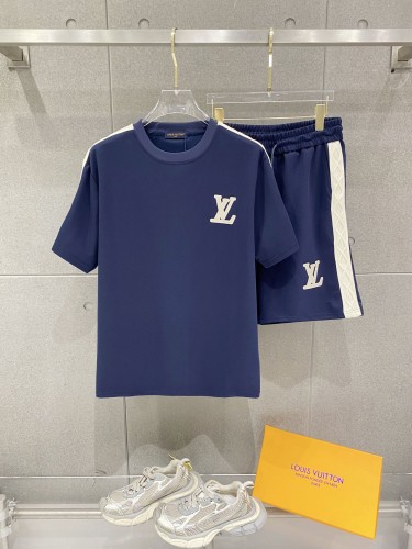 Louis Vuitton 26SS Fashion Embroidered Logo Round Neck Casual Short Sleeve Set