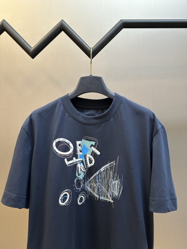 Fendi Fashion Embroidery Goldfish Logo Short Sleeve Unisex Casual Loose T-shirt