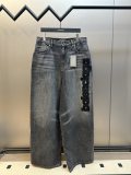 Balenciaga Fashion Embroidered Logo Loose Jeans