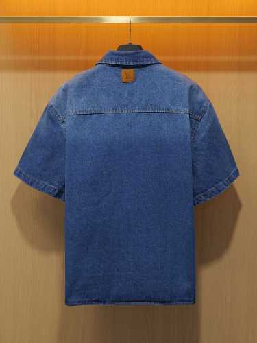 Louis Vuitton Fashion Embroidered Logo Casual Cowboy Short sleeved Shorts Set