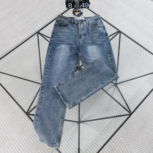 Off White 26SS Classic Diagonal Zebra Crossing Versatile Straight leg Jeans