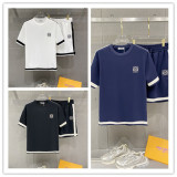 Loewe 26SS Classic Embroidered Logo Casual Versatile Round Neck Short Sleeve Set