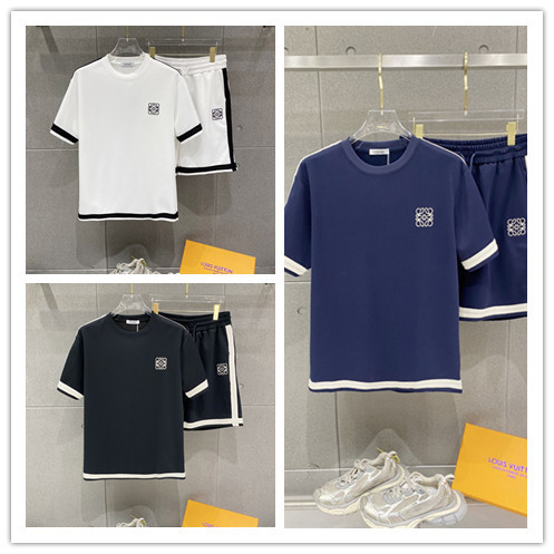 Loewe 26SS Classic Embroidered Logo Casual Versatile Round Neck Short Sleeve Set
