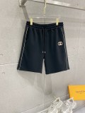 Gucci 26SS Classic Embroidered Logo Casual Half Zipper Short Sleeve Set