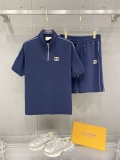 Gucci 26SS Classic Embroidered Logo Casual Half Zipper Short Sleeve Set