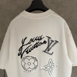 Louis Vuitton Fashion Embroidered Logo Short Sleeve Unisex Casual Loose T-shirt