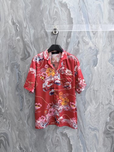 Gucci Fashion Versatile Full Floral Printed Casual Loose Short Sleeve Shirt