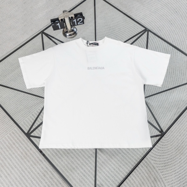 Balenciaga 26SS Classic Hot Diamond Logo Round Neck T-shirt Unisex Casual Loose Short Sleeve