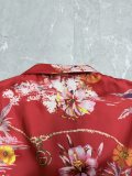 Gucci Fashion Versatile Full Floral Printed Casual Loose Short Sleeve Shirt