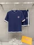 Loewe 26SS Classic Embroidered Logo Casual Versatile Round Neck Short Sleeve Set