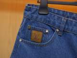 Louis Vuitton Fashion Embroidered Logo Casual Cowboy Short sleeved Shorts Set