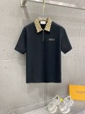 Gucci 26SS Classic Embroidered Logo Casual Versatile Zipper Polo Shirt Set