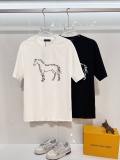 Louis Vuitton Fashion Logo Horse Print T-shirt Couple Casual Versatile Short Sleeve