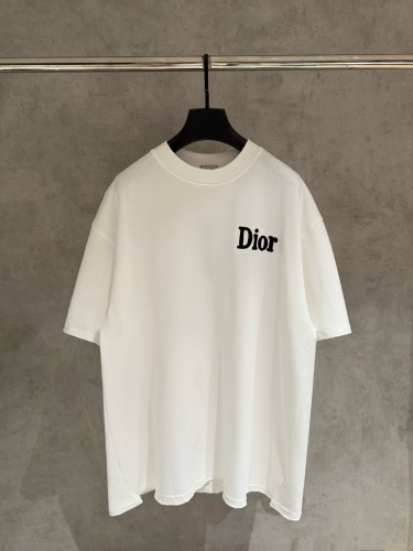 Dior Fashion Embroidered Logo Short Sleeve Unisex Casual Loose T-shirt