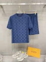 Louis Vuitton 26SS Couple Fashion Full Logo Round Neck Casual Short Sleeve Set