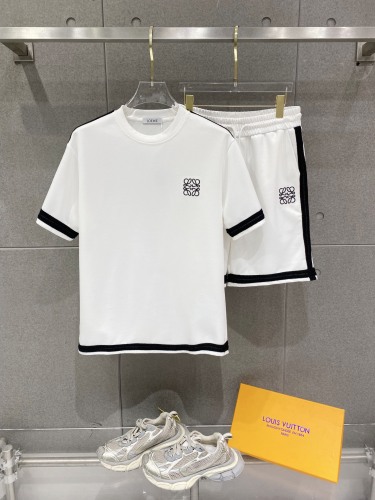 Loewe 26SS Classic Embroidered Logo Casual Versatile Round Neck Short Sleeve Set