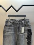 Balenciaga Fashion Embroidered Logo Loose Jeans