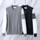 Thom Browne Unisex Classic Four Bar Contrast Zipper Sweater Baseball Jacket Coat