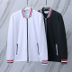Thom Browne Unisex Classic Tri color Stripe Zipper Baseball Jacket