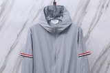 Thom Browne Unisex Classic Three Color Ribbon Casual Versatile Thin Sunscreen Coat