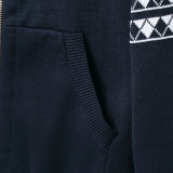 Thom Browne Classic Diamond Striped Four Bar Puppy Jacquard Zipper Sweater Cardigan